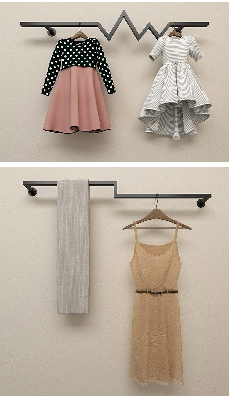 创意女装店挂衣架上墙正挂装饰吊衣服架子货架壁挂服装展示架正挂