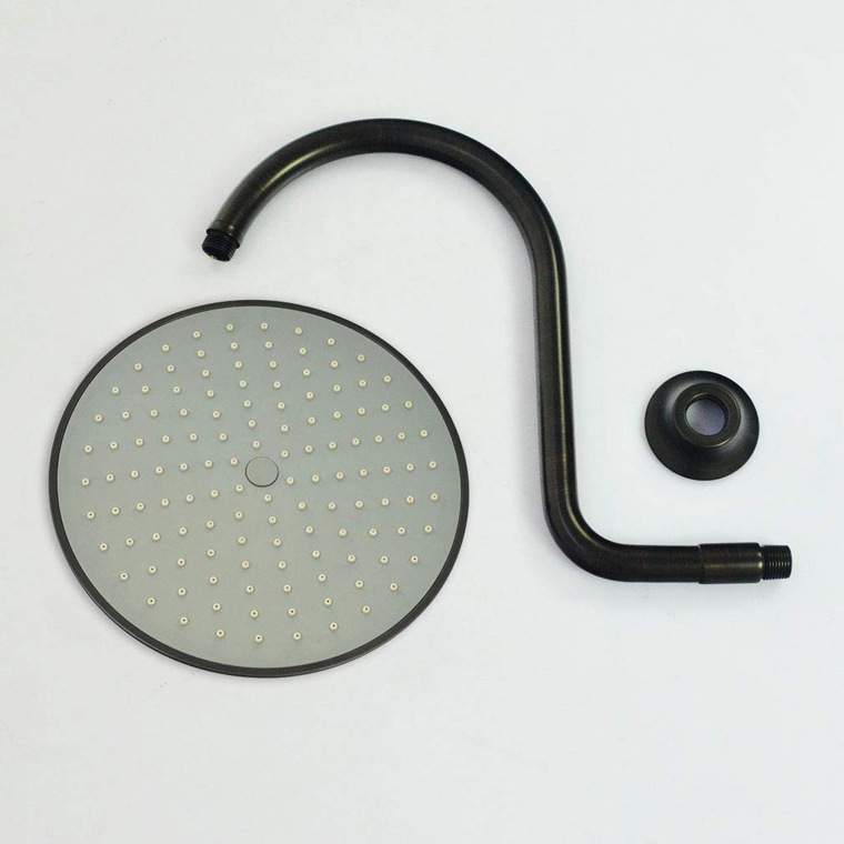 源头厂家亚马逊欧美暗装九寸电镀顶喷带s弯杆弯管 古铜色花洒套装