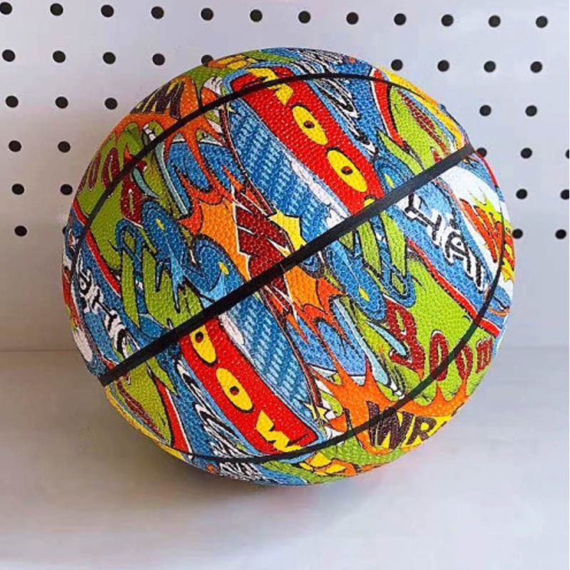 大学生篮球 彩绘涂鸦款设计 篮球室内外训练专用 防滑吸湿款 厂家