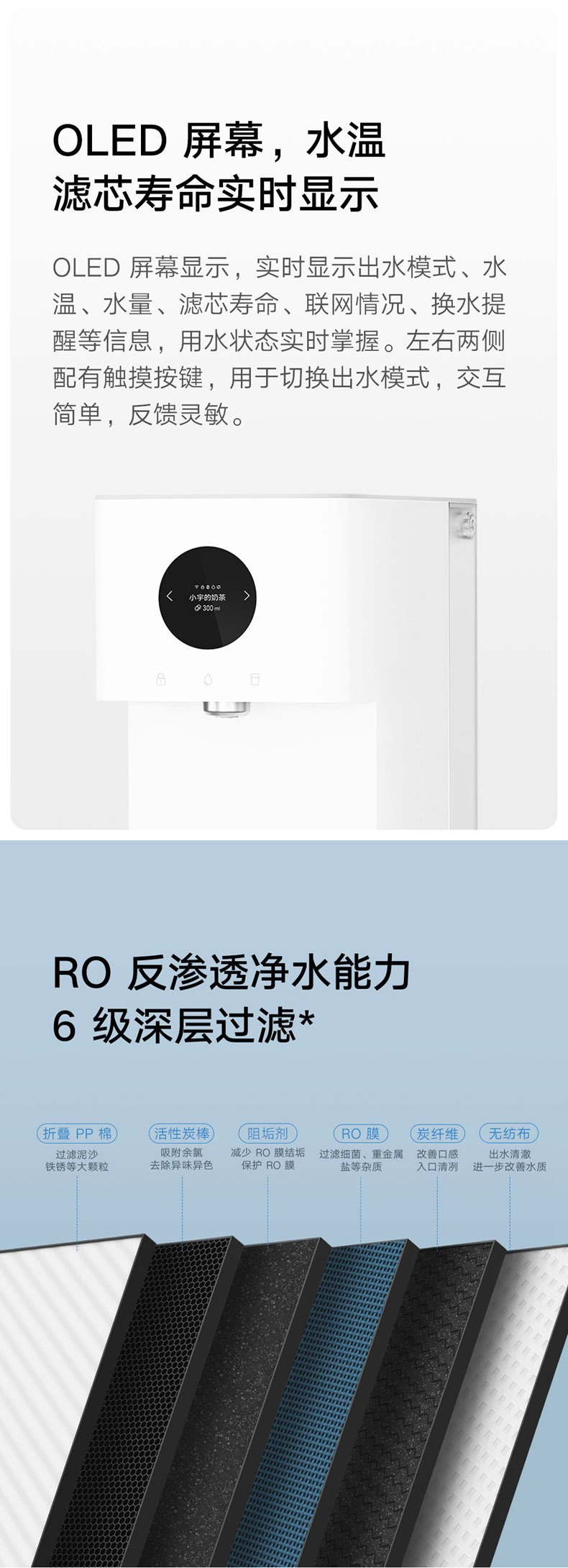 适用小米台式净饮机家用直饮加热一体台式净饮过滤自来水饮水机