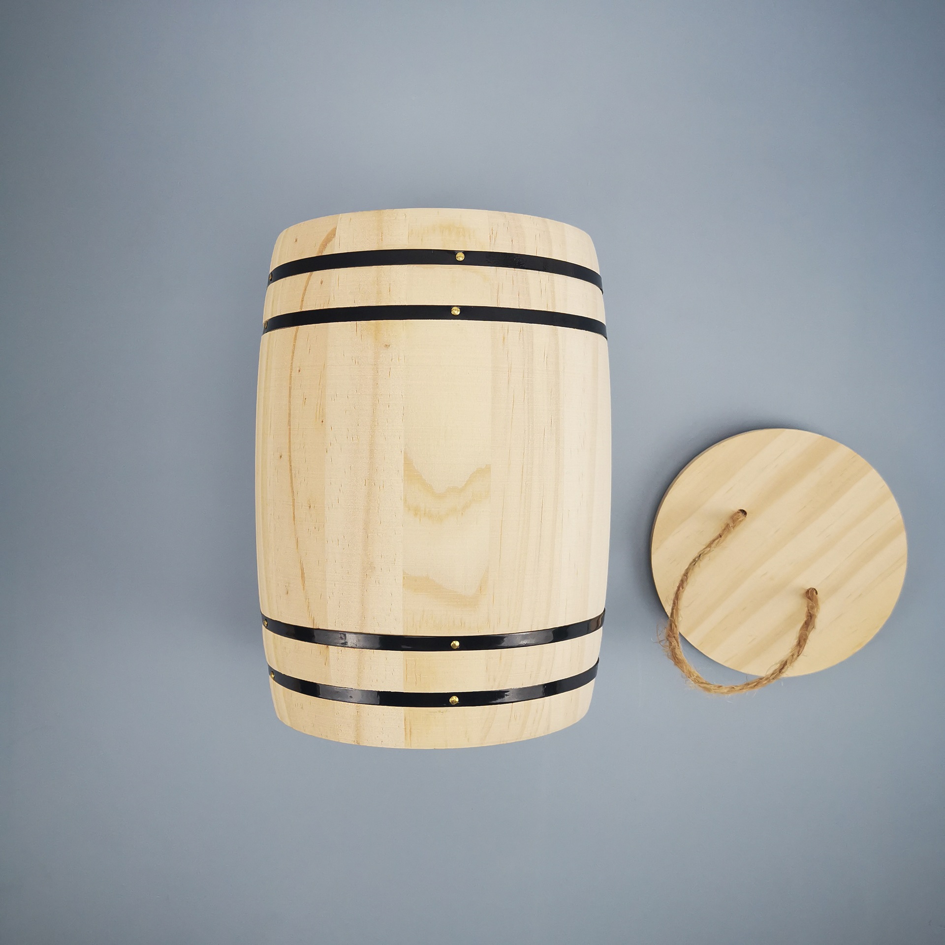 圆形咖啡豆密封木桶复古炭烧色木质茶叶包装礼盒包装木盒