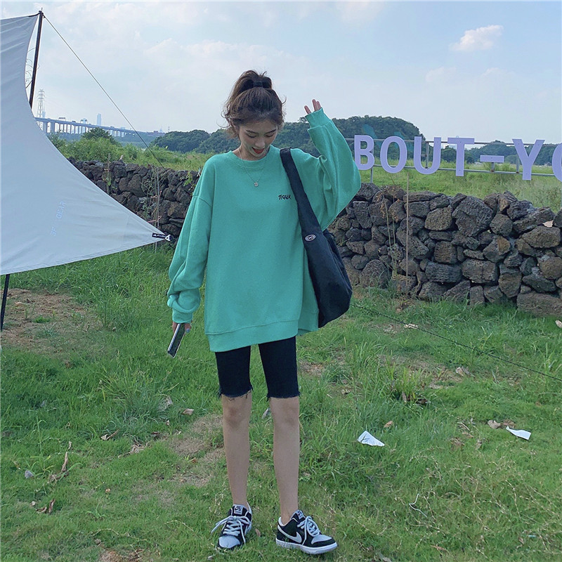 粉色卫衣女2020新款宽松韩版春秋下衣失踪慵懒长袖无帽外套ins潮