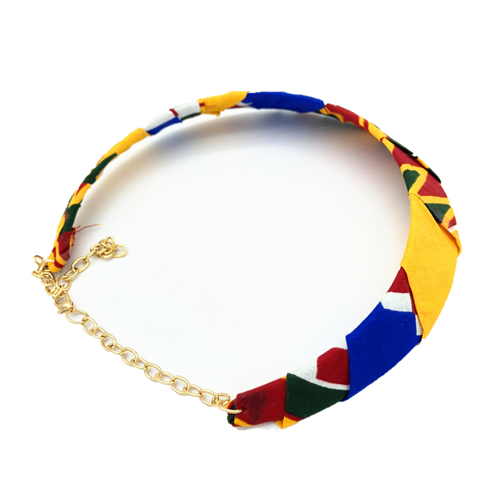 非洲风情项圈choker颈圈女项链套装 布编织亚马逊爆款necklace