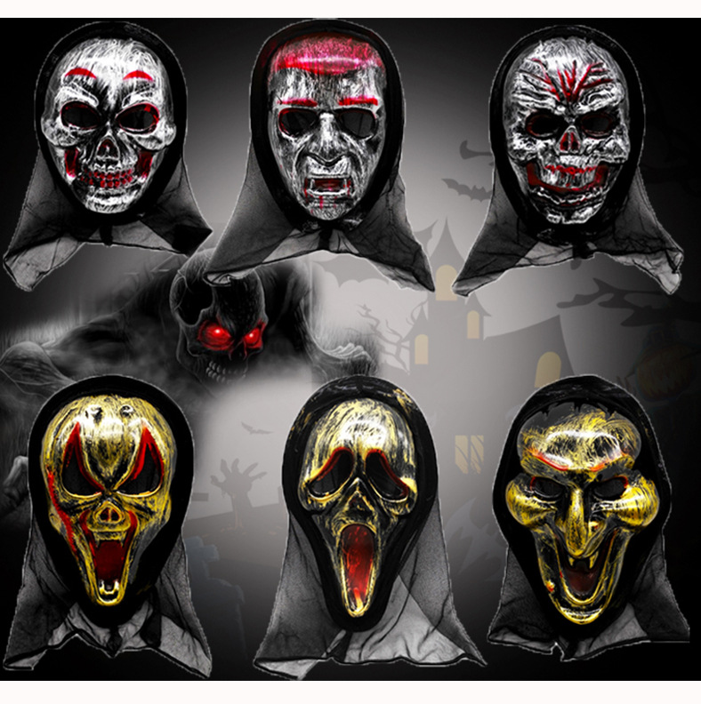 万圣节复古面具鬼节化妆舞会派对恐怖吓人骷髅头仿古全脸惊声尖叫