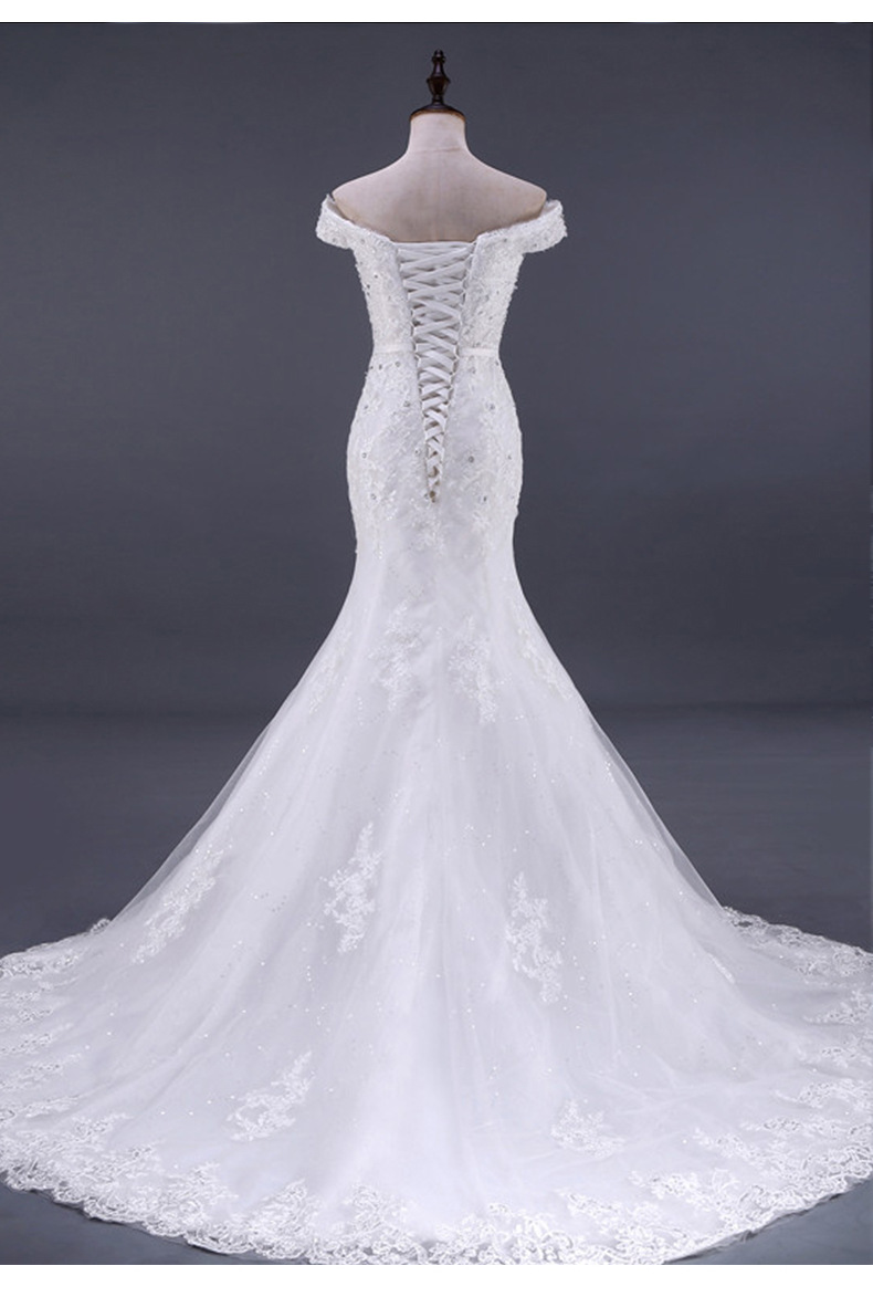 商品描述腰型高腰裙长小拖尾袖长短袖婚纱礼服款式鱼尾流行元素绑带