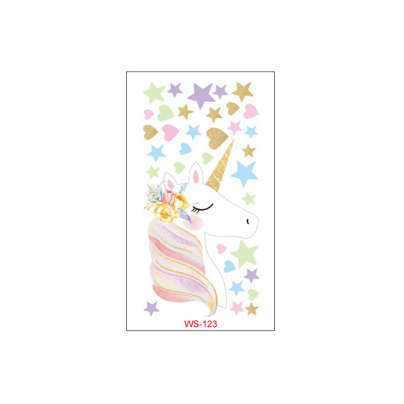 Unicorn Tattoo Stickers Original Children Cute Cartoon Doll Birthday Rainbow Little Tianma Waterproof Temporary Stickers