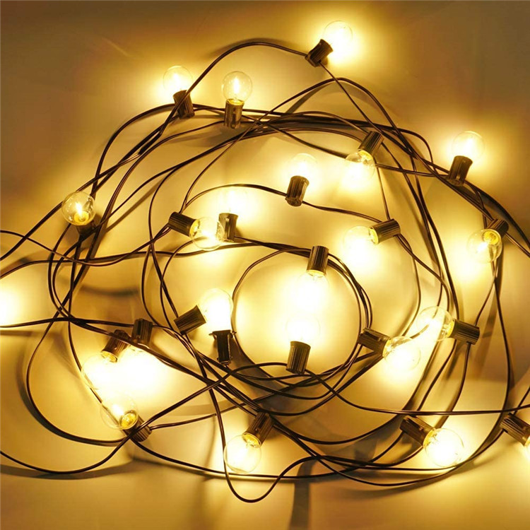 厂家供应g40e12暖白灯串25led灯庭院室内外装饰灯串发光英规220v-阿里