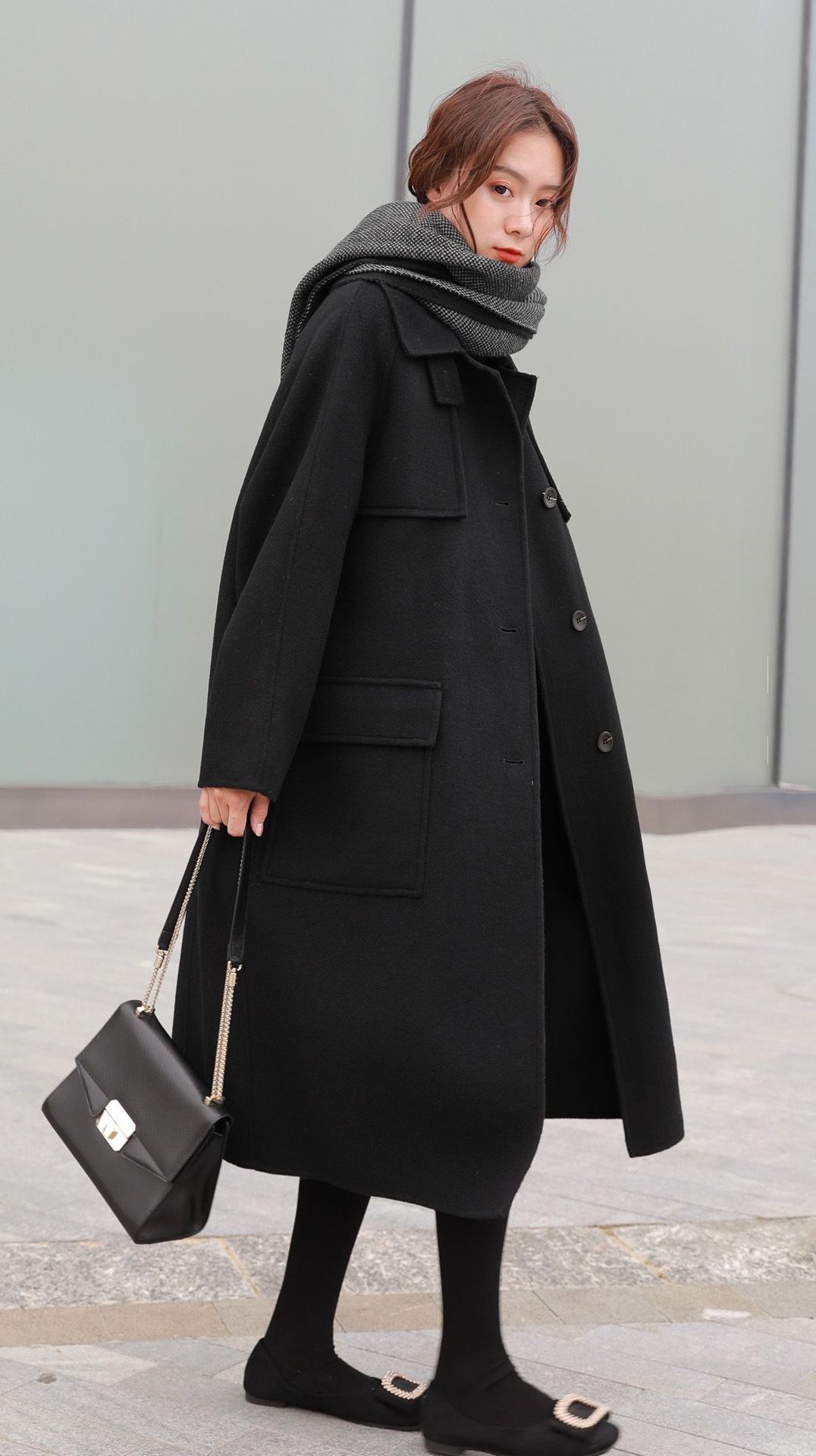 水波纹双面呢羊绒大衣女中长款2020秋冬新款高端呢子羊毛尼外套