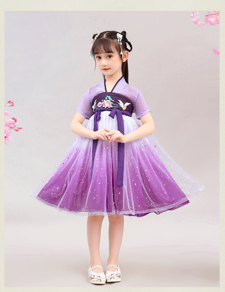 新款汉服儿童演出服齐胸襦裙儿童女童春秋季古装中国风超仙短裙