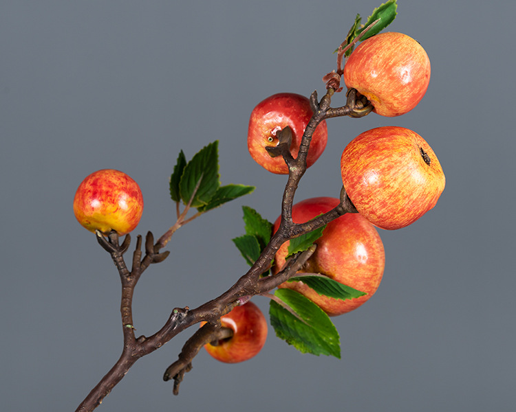 寓意美好仿真苹果树枝6个苹果小枝圣诞礼物会所装饰玄关水果摆件