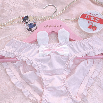兔耳朵日系少女内裤可拆卸毛球球诱惑性感内内可爱软妹洛丽塔学生