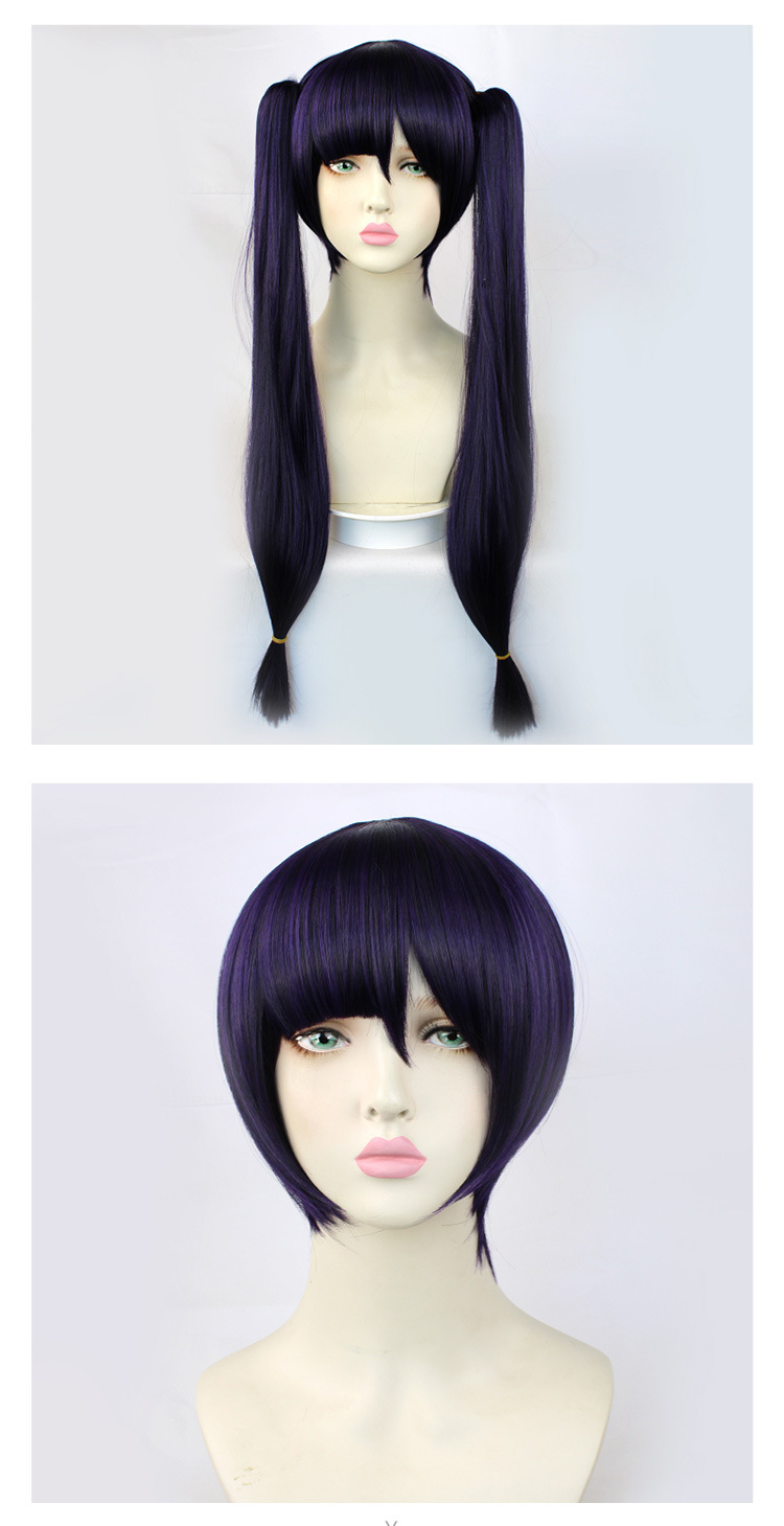 原神cos假发莫娜假发星天水镜神秘占星术士 黑紫色双马尾假发批发