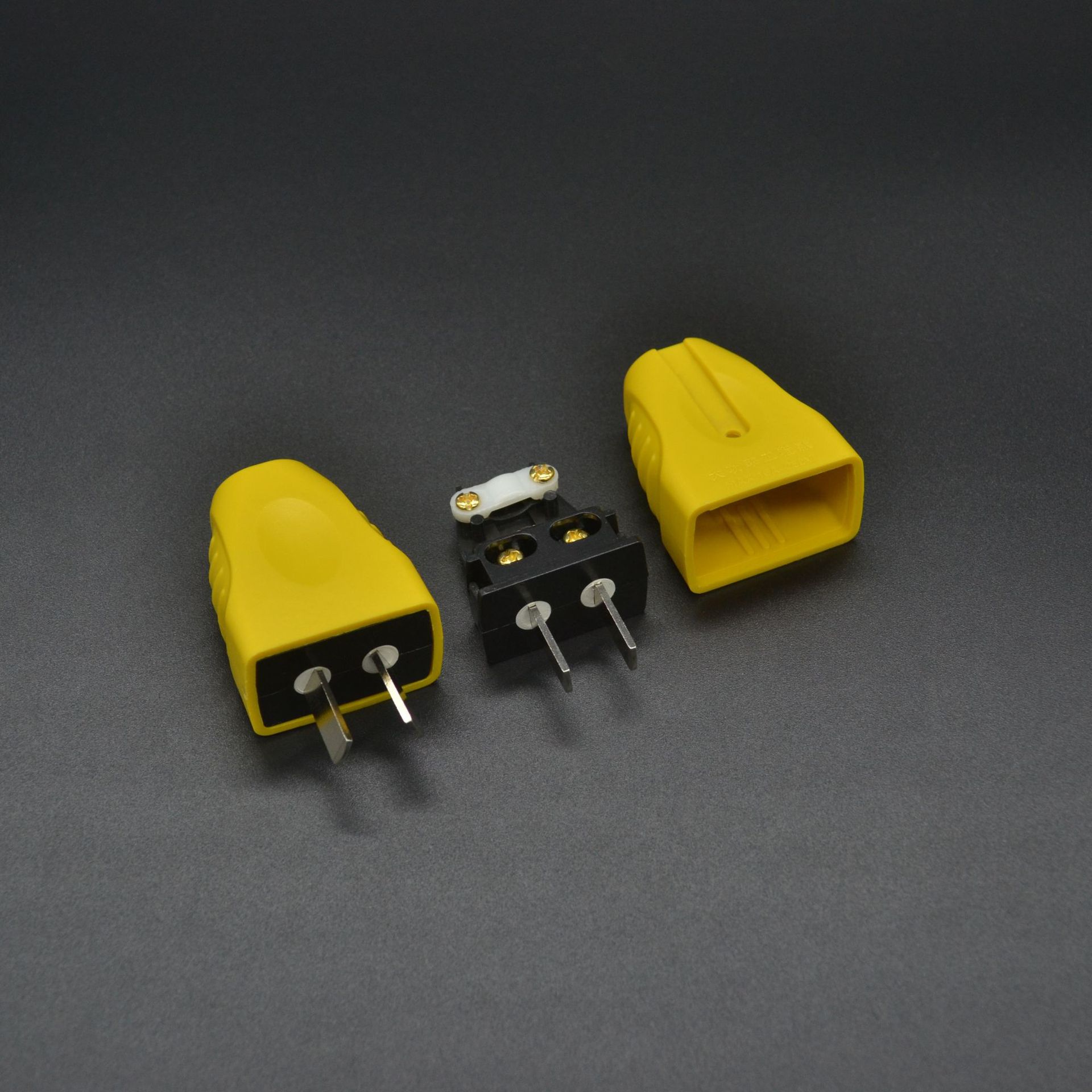 包胶转动二极电源插头10a16a两脚一体铜大功率阻燃二孔插座连接头