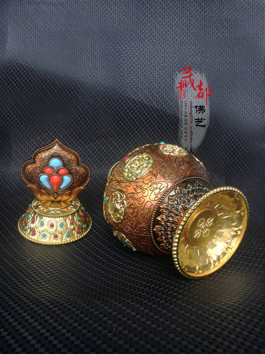 藏传佛教合金八吉祥宝瓶摩尼宝瓶财神宝瓶可装藏礼佛摆件大号