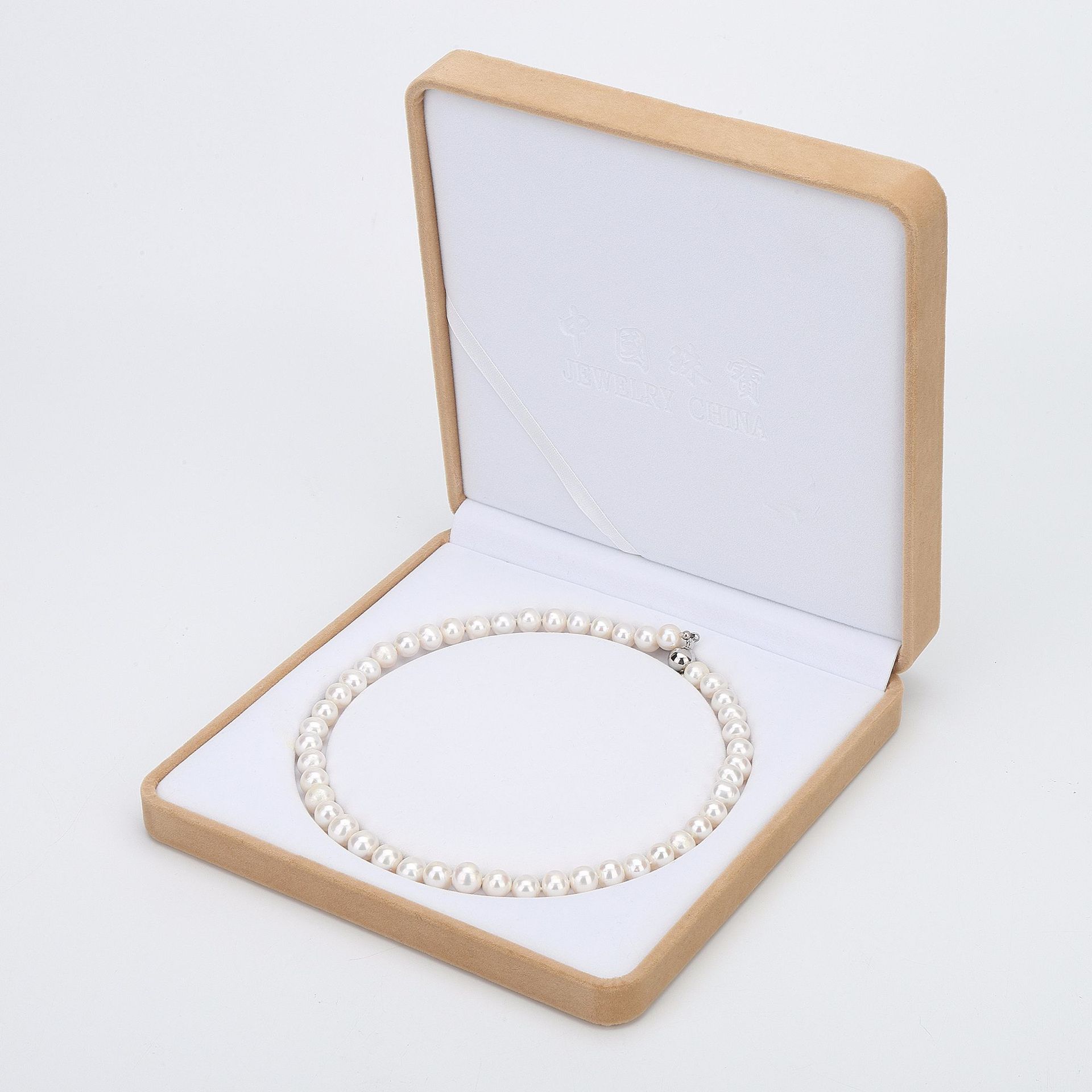 女生母亲节礼物高档圆角桃心植绒布首饰盒 珠宝包装盒 珍珠项链盒