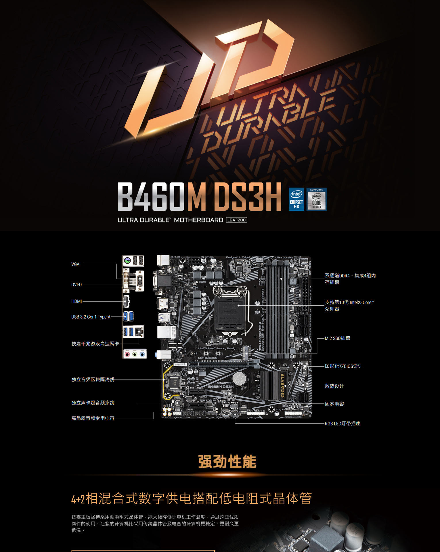 适用于技嘉b460m ds3h支持i5 10400第十代intel桌面平台处理器