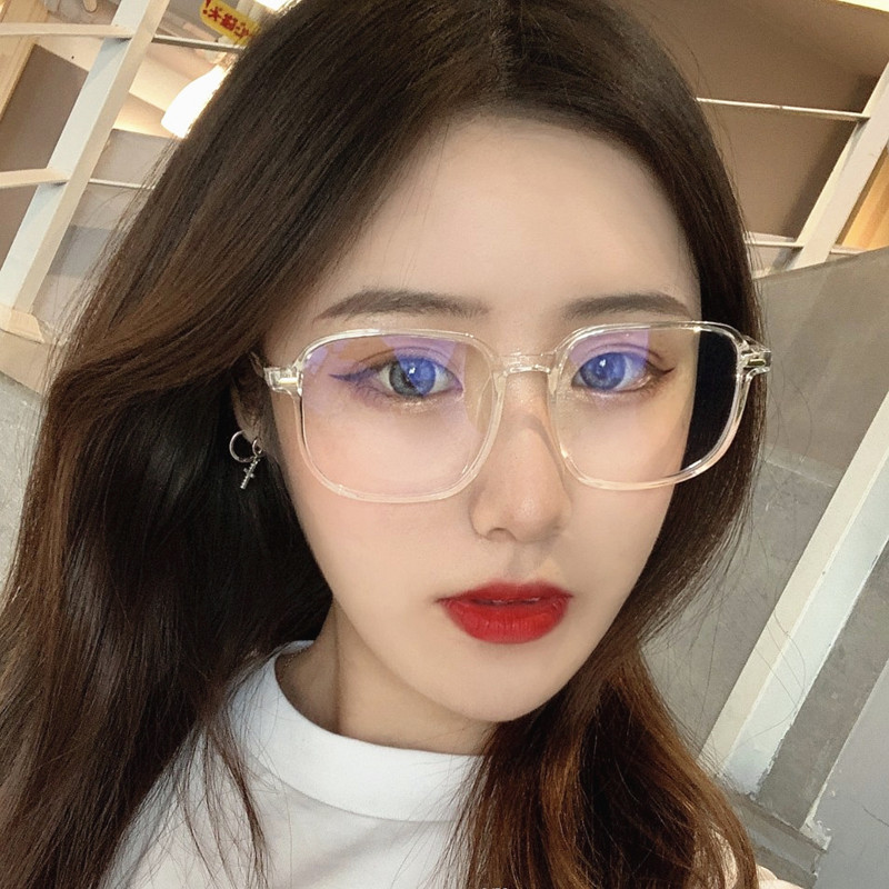 韩版近视眼镜框无度数防蓝光网红眼睛女框抗蓝光平光镜大框显瘦
