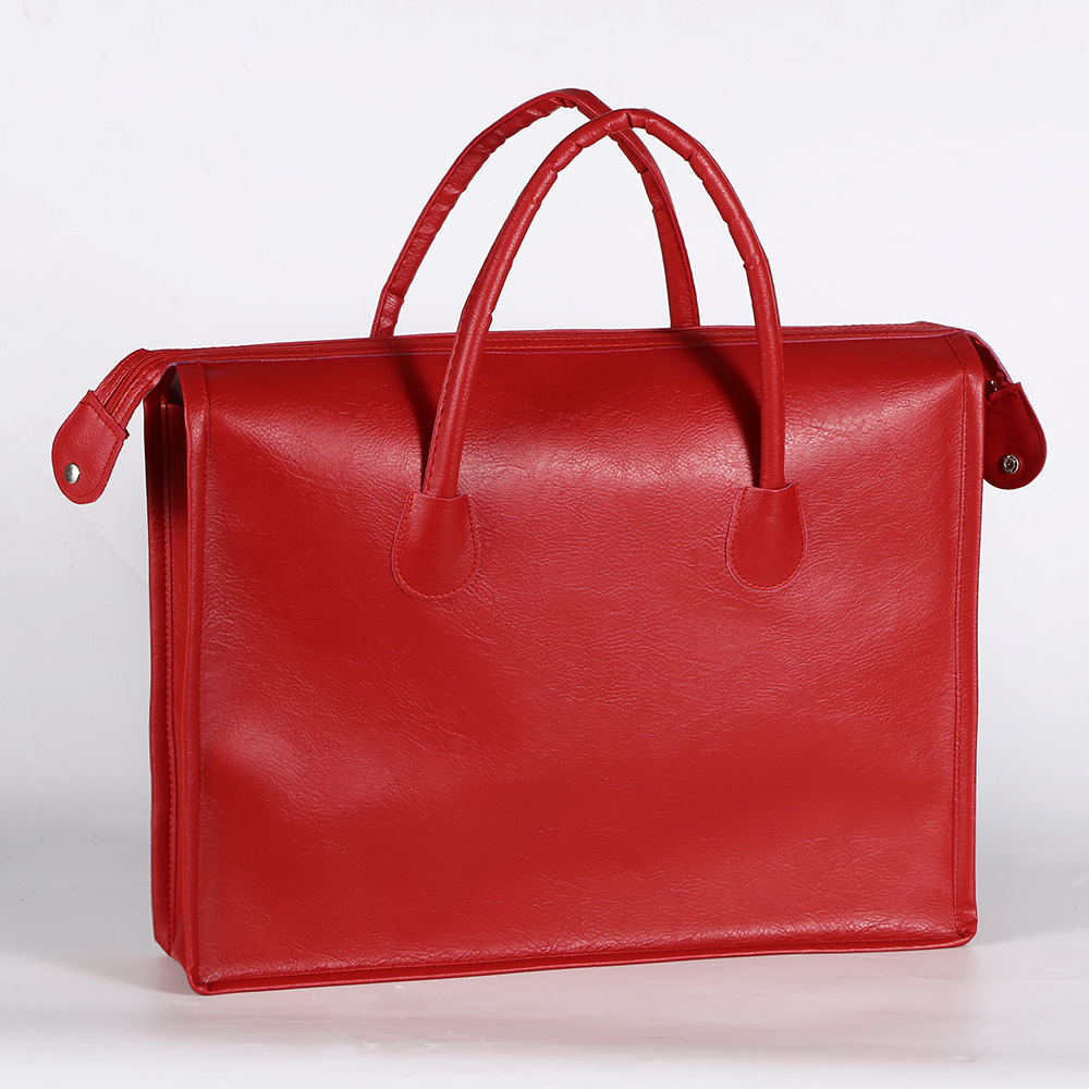 仿皮革紫红色结婚手提袋四件套婚庆家纺套件包装袋批发