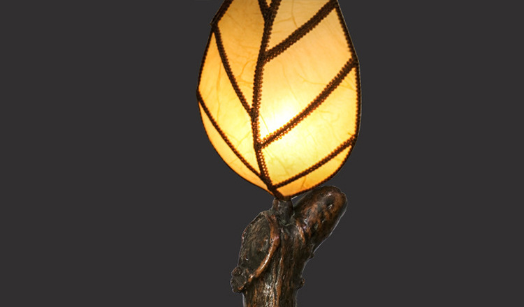 设计师推荐树叶发光台灯民宿客栈会所茶室床头灯中式仿树根灯