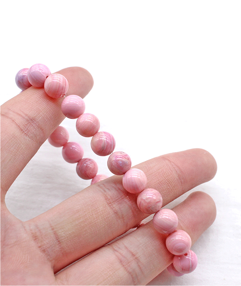粉色女皇螺纹贝壳圆珠子可爱清新女情侣跨境简约手链礼品节日批发