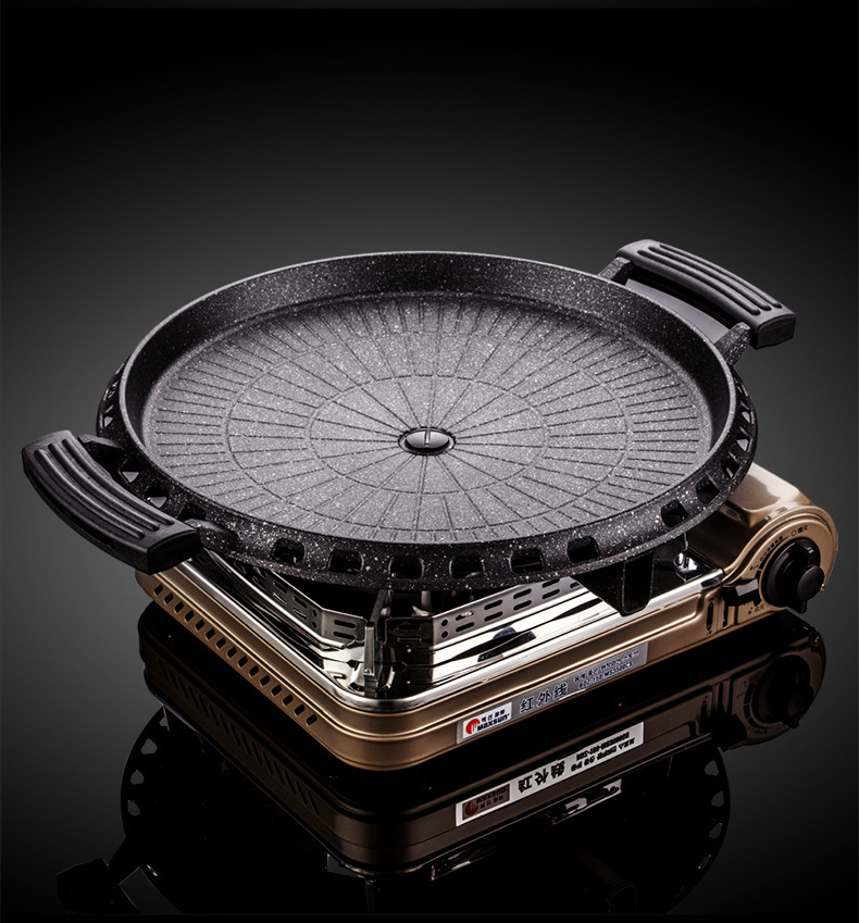 脉鲜top卡式炉烤盘 麦饭石煎烤锅 商用韩式烤肉锅 瓦斯炉烧烤盘