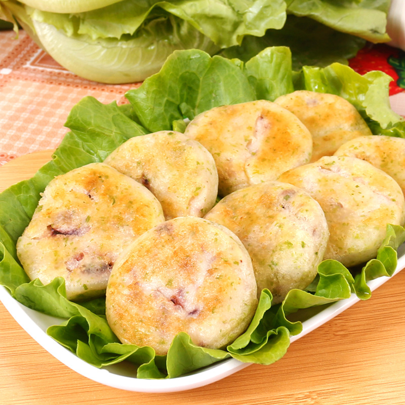 海苔章鱼饼海纳 冷冻海鲜鱼香章鱼饼早餐鱼糜饼油炸半成品500g