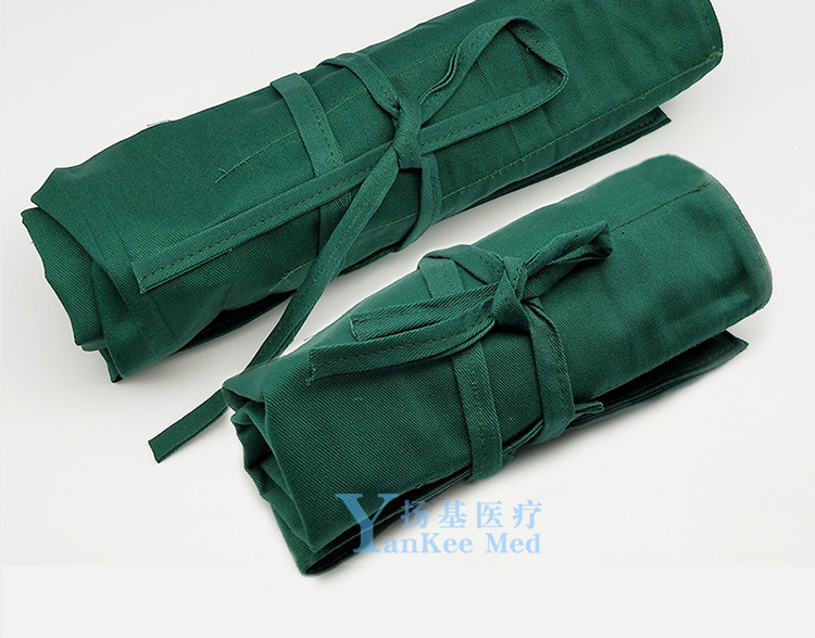 双排器械工具收纳包手术器械包纯棉墨绿色手术整形工具器械包