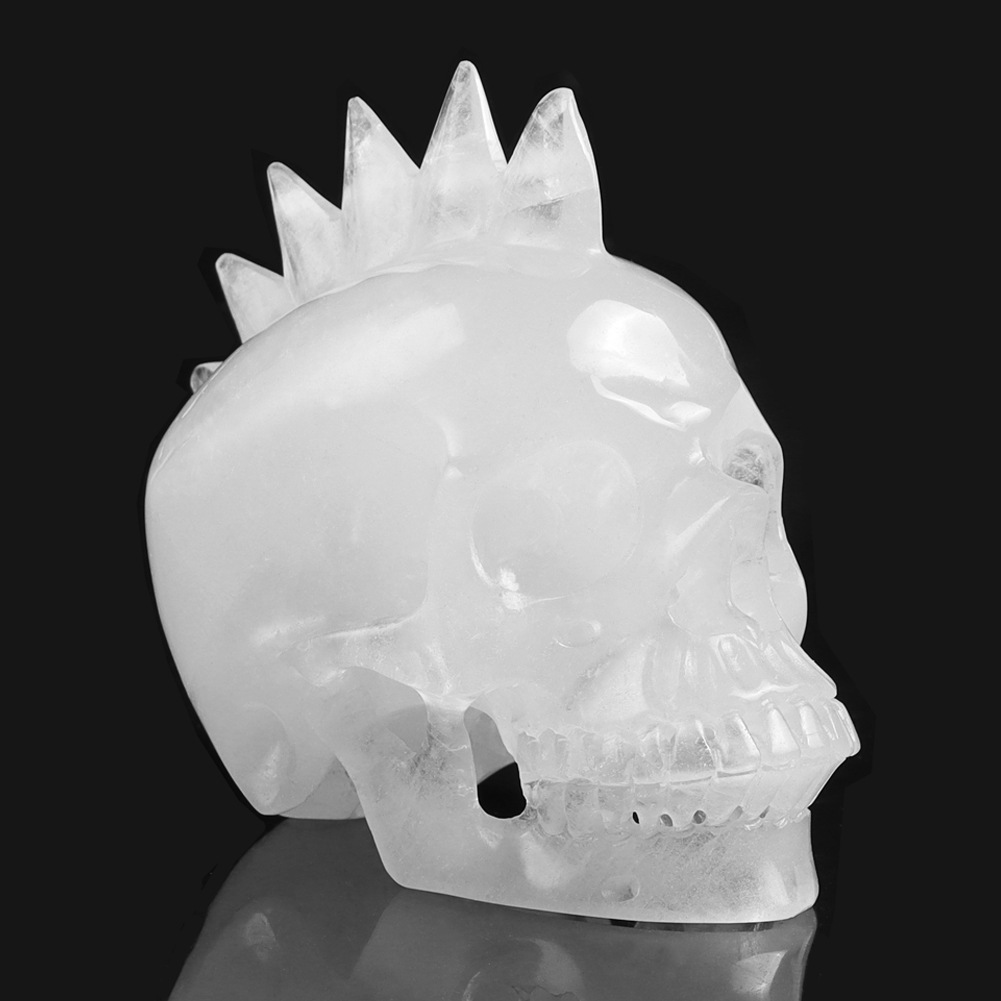 玉石摆件骷髅头 半宝石头骨雕刻件 宝石2寸骷髅头摆件厂家批发