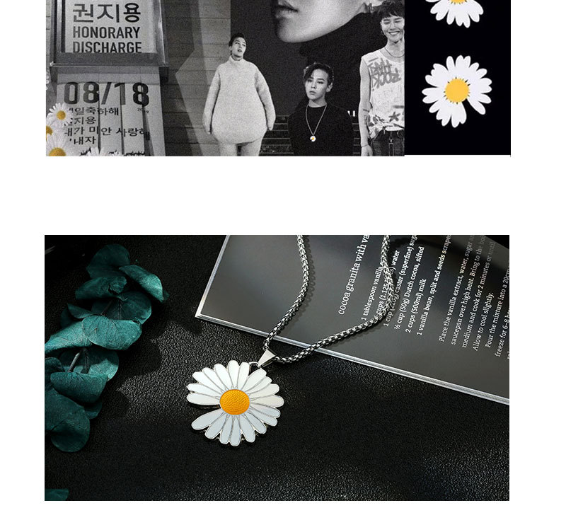 权志龙gd同款小雏菊闪电蹦迪男女pmo金属项链 嘻哈菊花学生服配饰