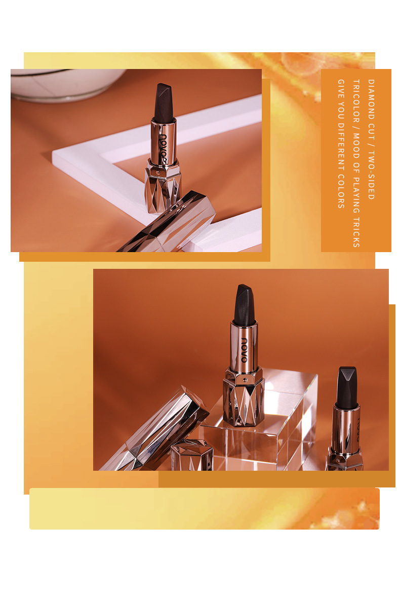 彩妆novo5333黑钻柔润三色口红黑玫瑰唇膏