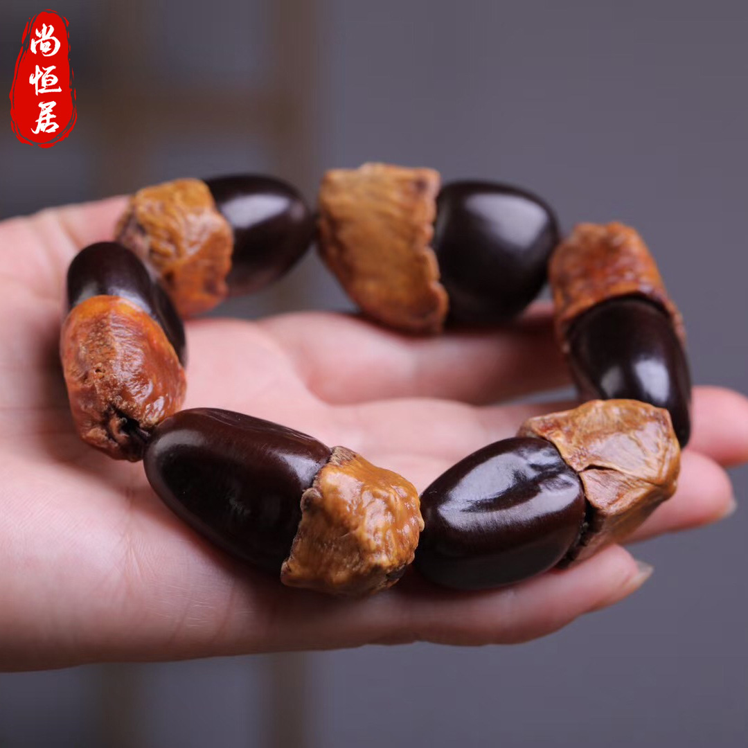 厂家批发 缅茄菩提子手串念珠 原籽随型带头热带果实男女佛珠饰品