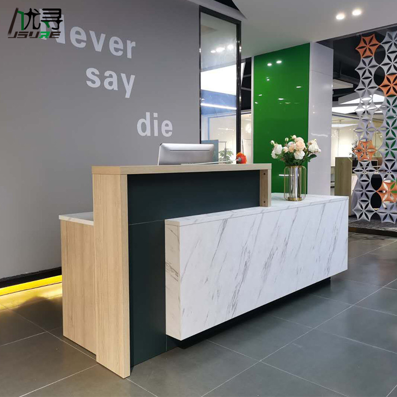定制公司前台接待台迎宾服务台单位办公案台板式简约大理石收银台