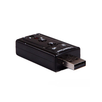 usb声卡黑色声卡 电脑按键可调控模拟7.1声卡 外置声卡 独立声卡