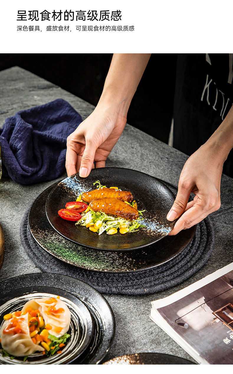 商用日式寿司浅盘烤肉自助餐盘分餐碟点心骨碟西餐牛排盘定制餐盘