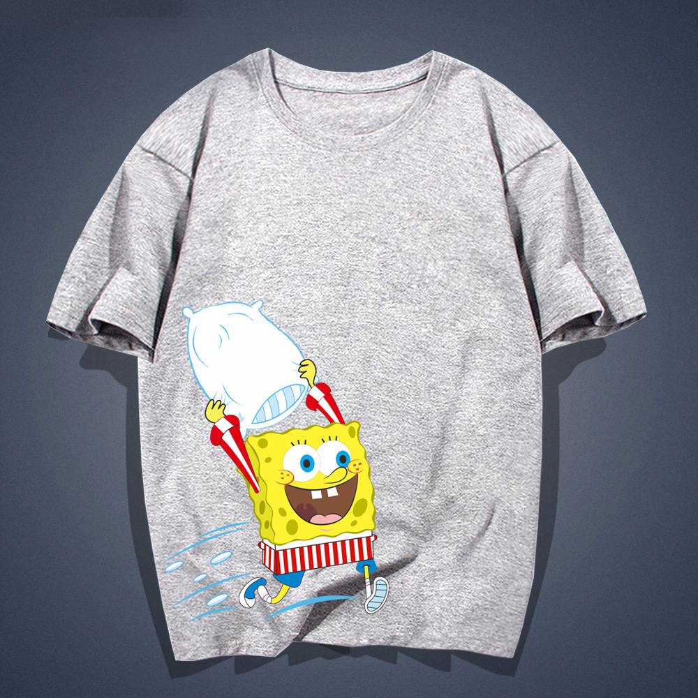 海绵宝宝t恤男女潮牌春夏宽松半袖青少年卡通动漫情侣短袖上衣