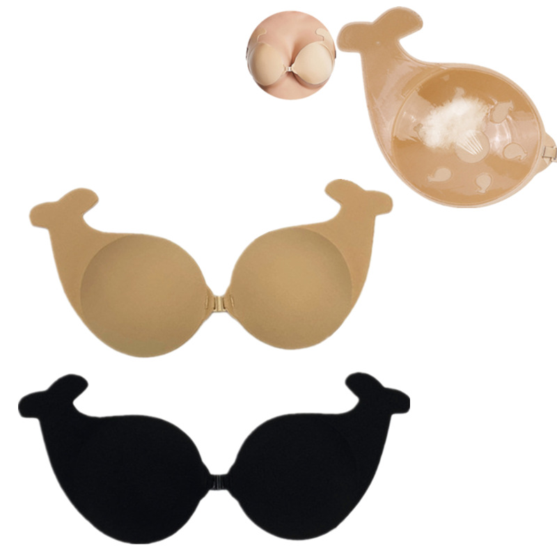 跨境新款海豚提胸贴防外扩前扣聚拢隐形提拉乳贴上提硅胶文胸现货