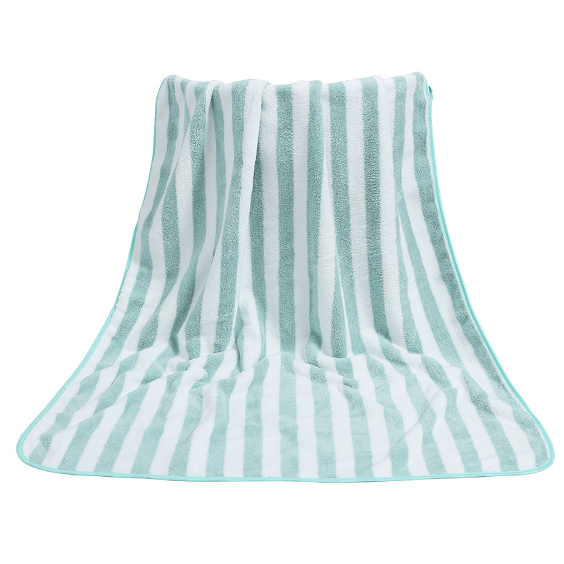 Coral Velvet Towel Striped Bath Towel Adult Solid Color Bath Towel Home Bathroom Bath Towel Hanging Soft Absorbent Towel