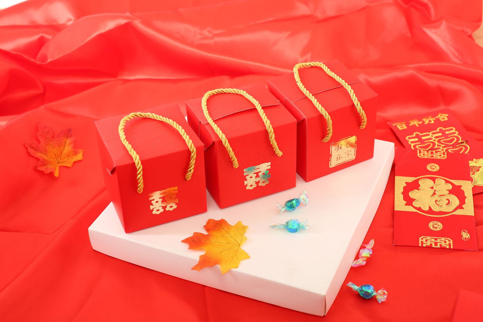 结婚用品喜糖盒方形纸盒 礼品盒回礼糖盒 浪漫中式婚礼糖果包装盒