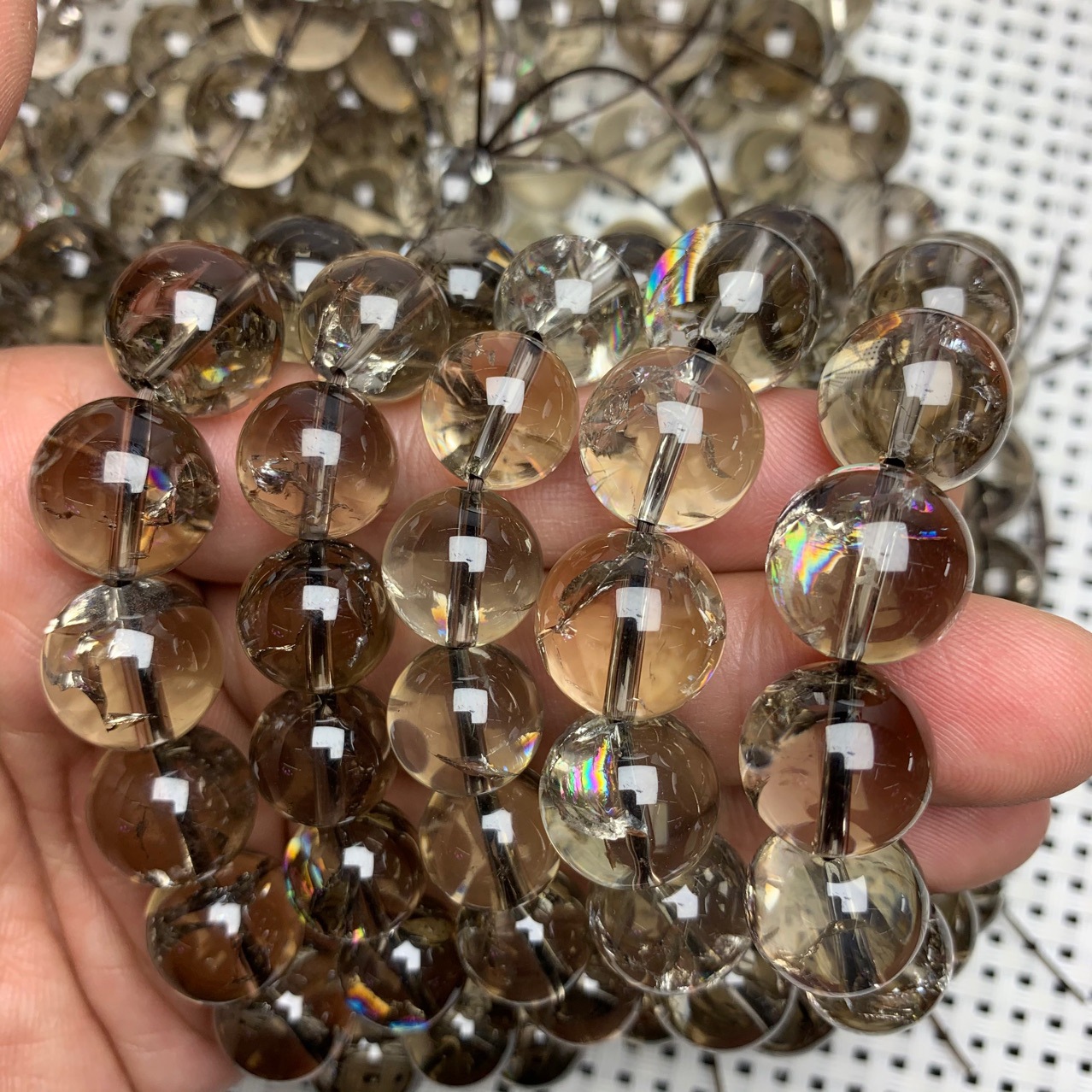 可塘世家 阿塞天然茶水晶手链 时尚ol男女 彩虹手串 直播抖音畅销