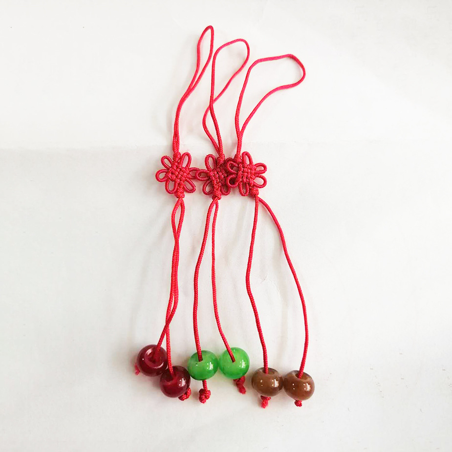 8mm直径玻璃珠吊坠绑中国结绳子手编手机挂件小礼品赠品加工定做