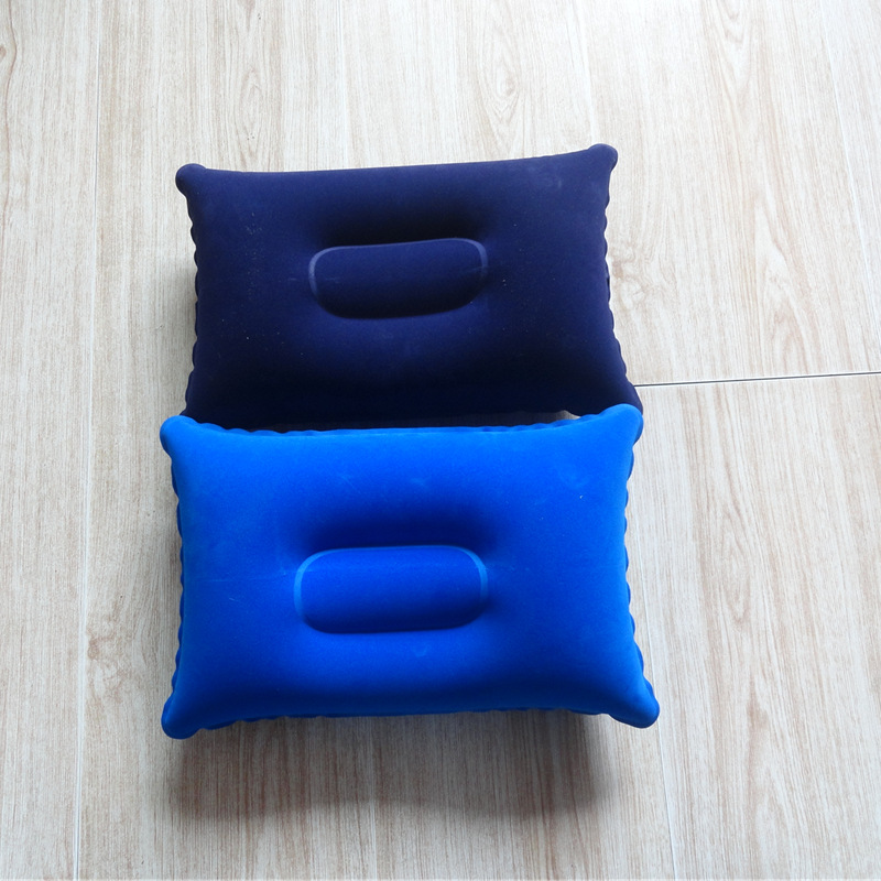 批发充气枕头 小号航空枕 旅行充气植绒枕 户外午休充气枕头直销