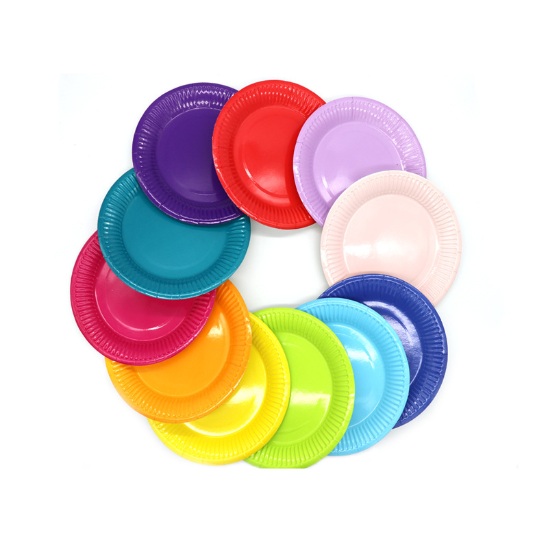 儿童手工diy彩色纸盘7寸纸盘幼儿创意手工材料益智手工玩具卡通盘