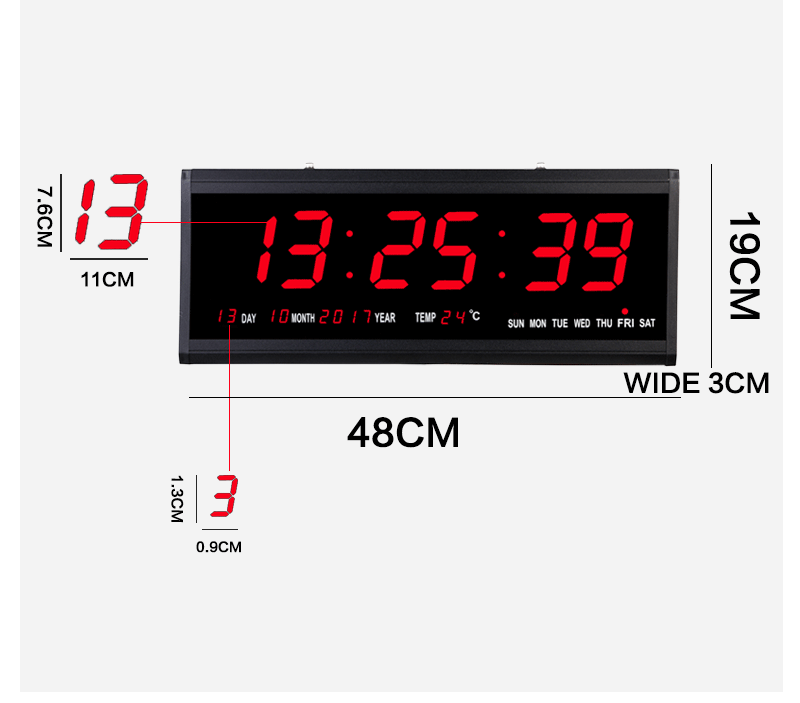 Luminous Clock LED Electronic Clock Digital Perpetual Calendar Living Room Electronic Wall Clock Creative Mute Digital Calendar Clock