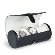 定制批发PU皮革2位圆筒手表盒仿皮珠宝首饰手表收纳展示包装盒子