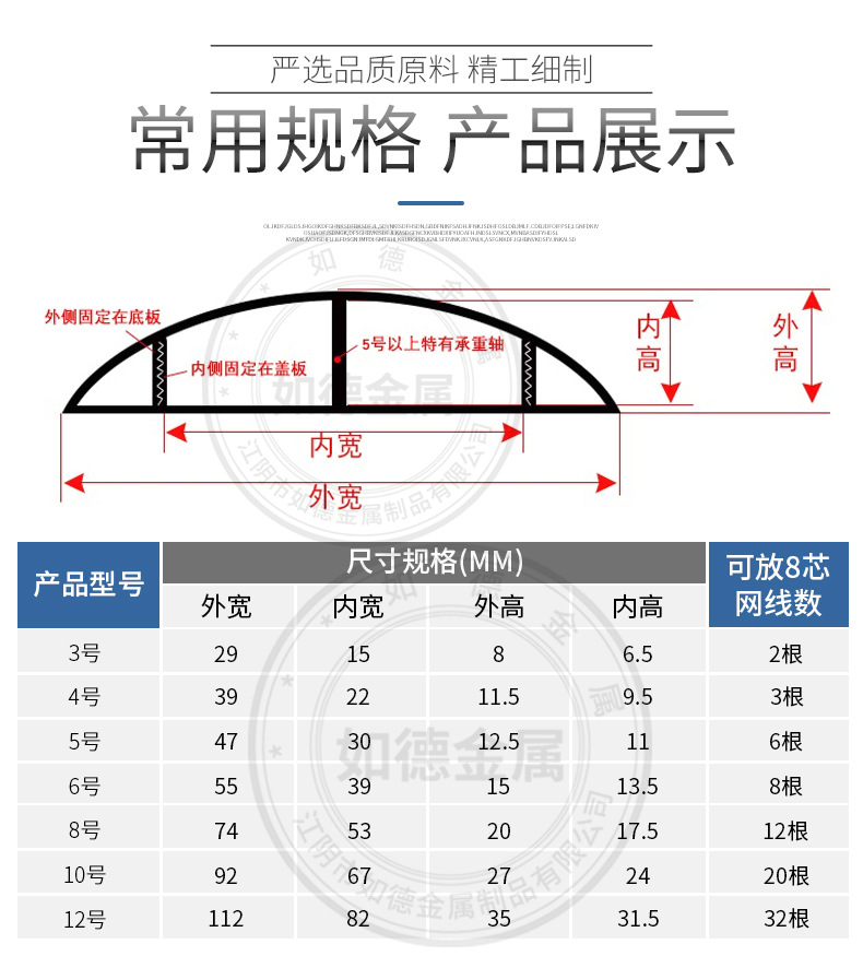 0mm 5号5cm防踩铝合金地面地板线槽金属半圆弧形线槽网线走线槽