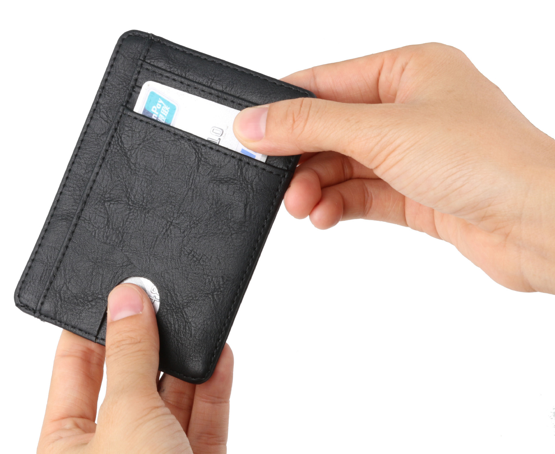 亚马逊碳纤维卡包rfid防磁信用卡夹pu卡套定制超薄零钱卡片包批发