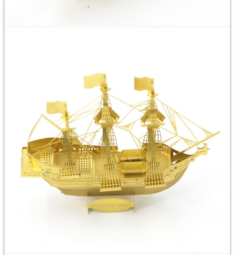 爱拼 金属diy拼装模型免胶立体拼图 金鹿号 金色版