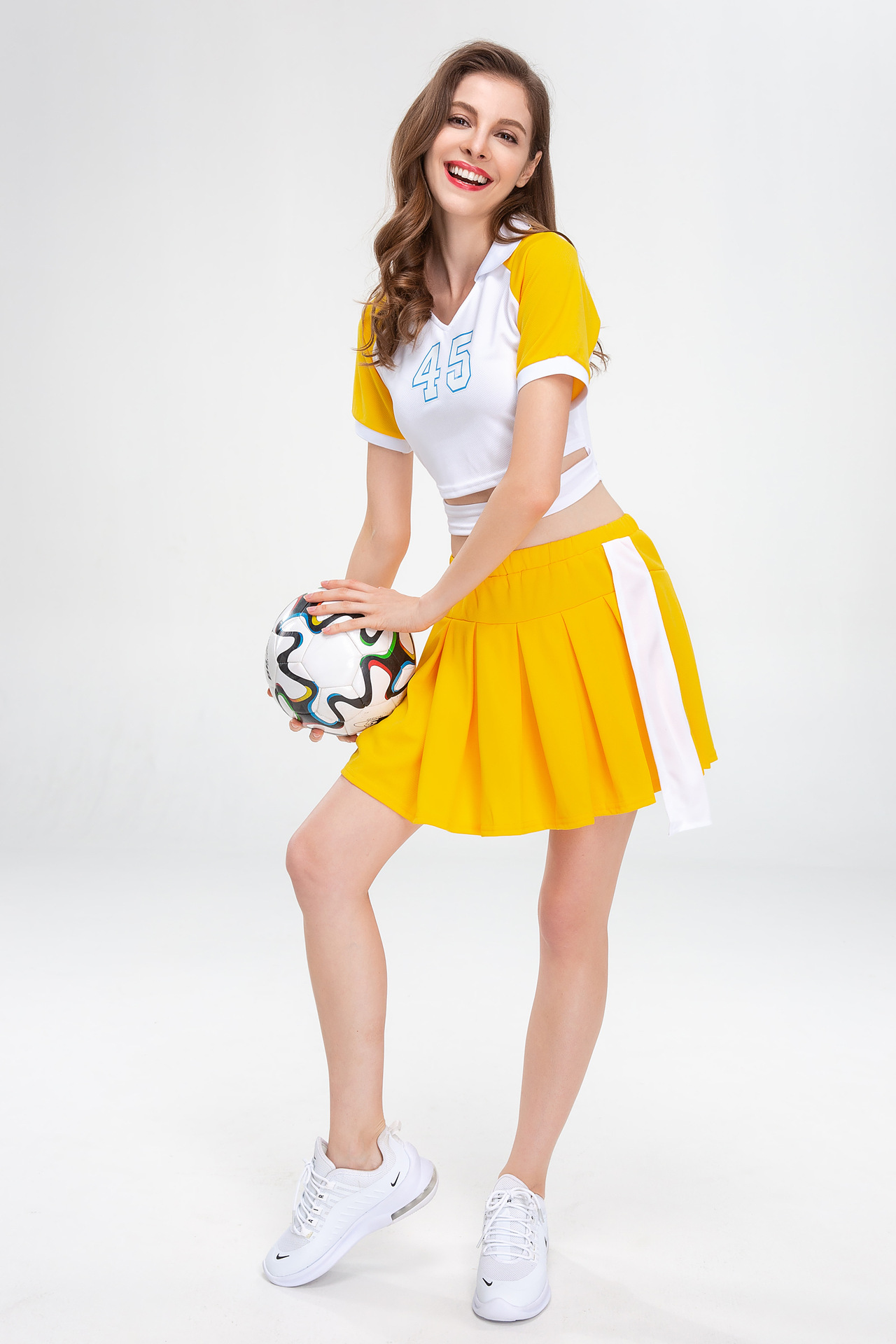 新款黄色啦啦服学生运动会啦啦操服装团体拉拉队班服舞蹈演出服装