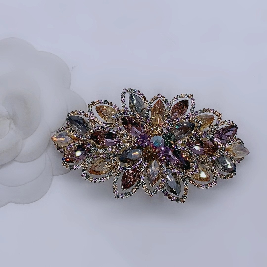 发夹顶夹镀真金k9水晶奥钻高档发饰韩国新款花朵大号后脑勺头饰女