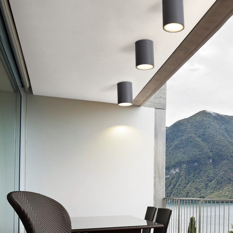 户外吸顶灯防水阳台现代简约明装式方形筒灯庭院大门灯室外吸顶灯